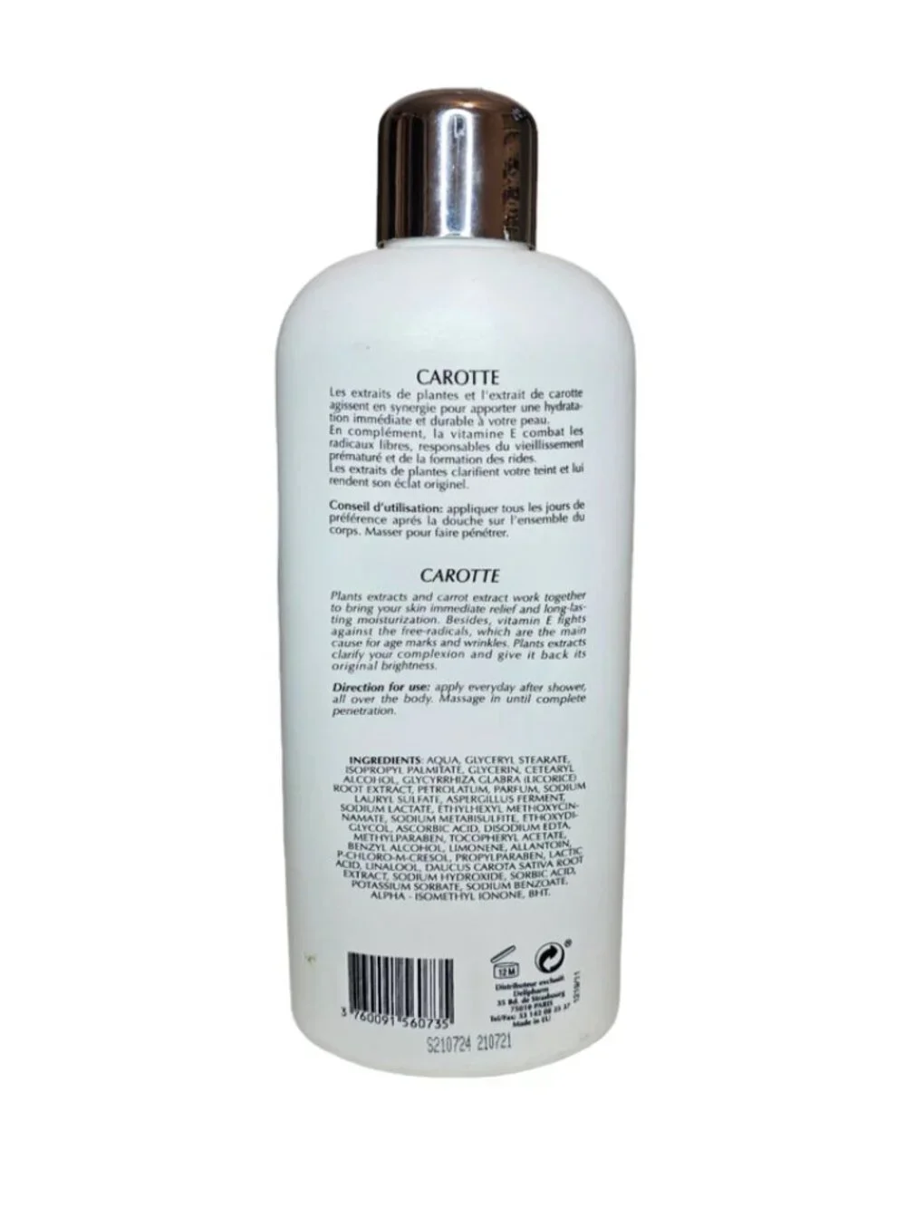 Pr Francoise Bedon Carotte Lightening Body Lotion Nutritious Moisturizer 500 ml